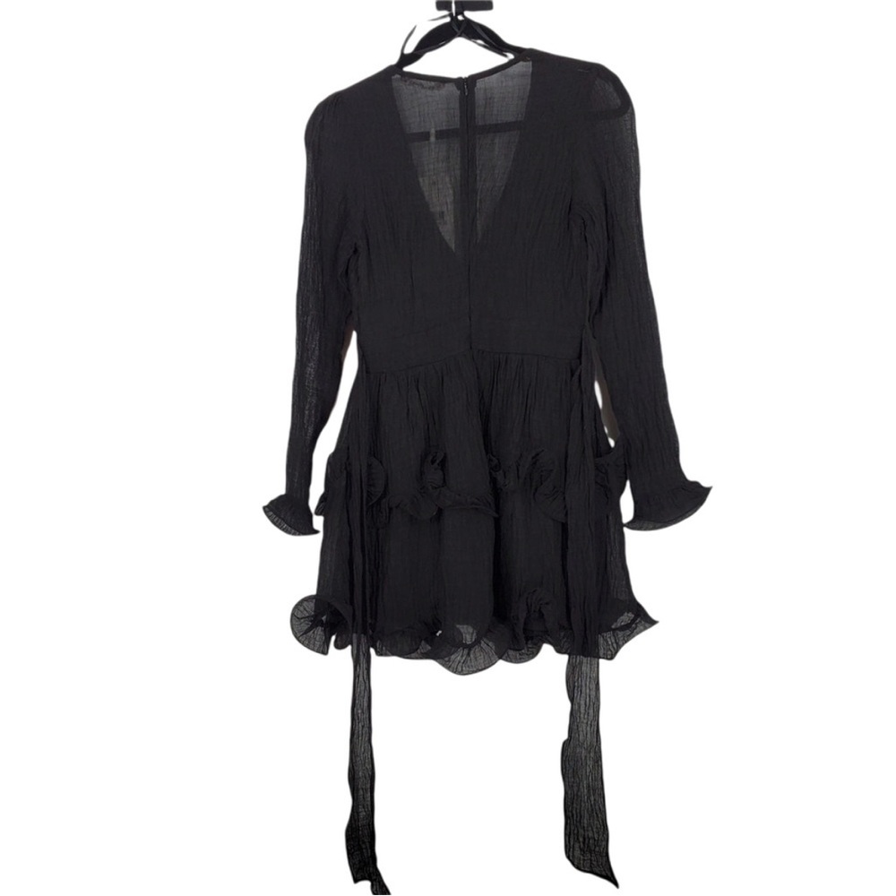 SAINTS + SECRETS BLACK SHEER RUFFLE
LONG SLEEVE V-NECK Dress Size: Small - Picture 2 of 6